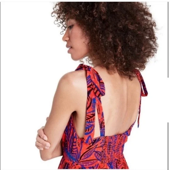 NWT ALEXIS for Target - Size XS - Tropical Leaf Tie Strap Asymmetrical Hem Dress - Picture 2 of 11